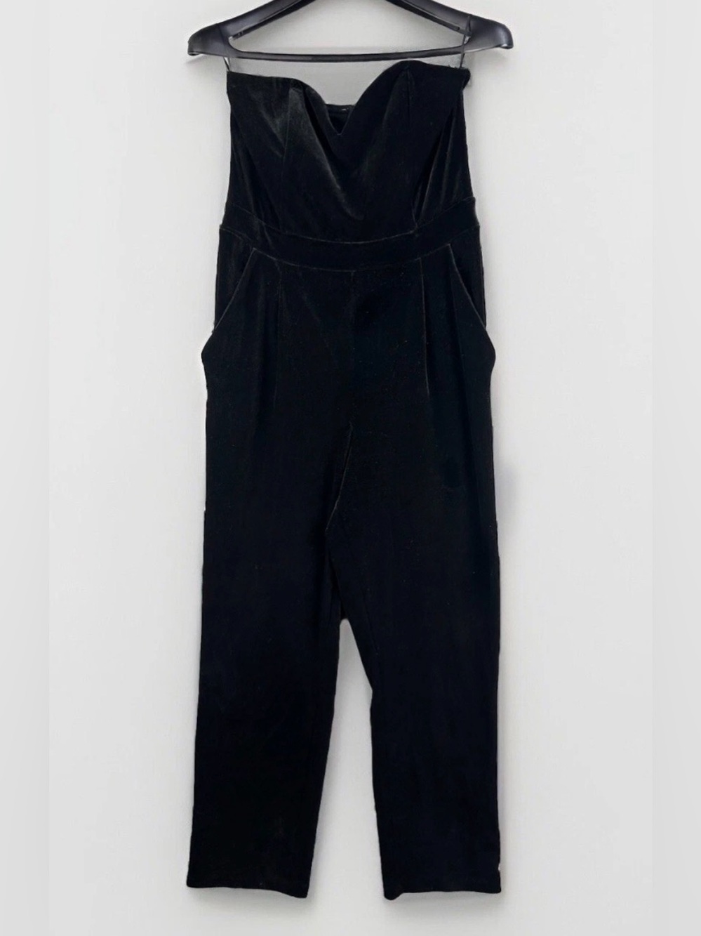 Express Women's Strapless Jumpsuit Size 10 Strapless Black Velvet Zipper Goth